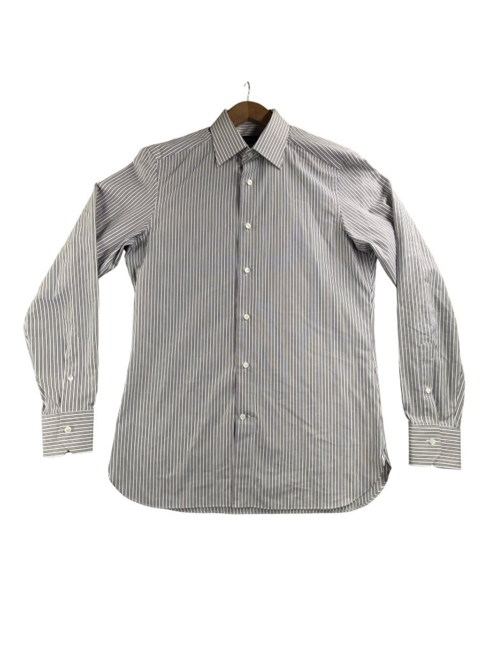 Ermenegildo Zegna Dress Shirt Mens 15.5 Blue Stripe Slim Fit Long Sleeve Trofeo